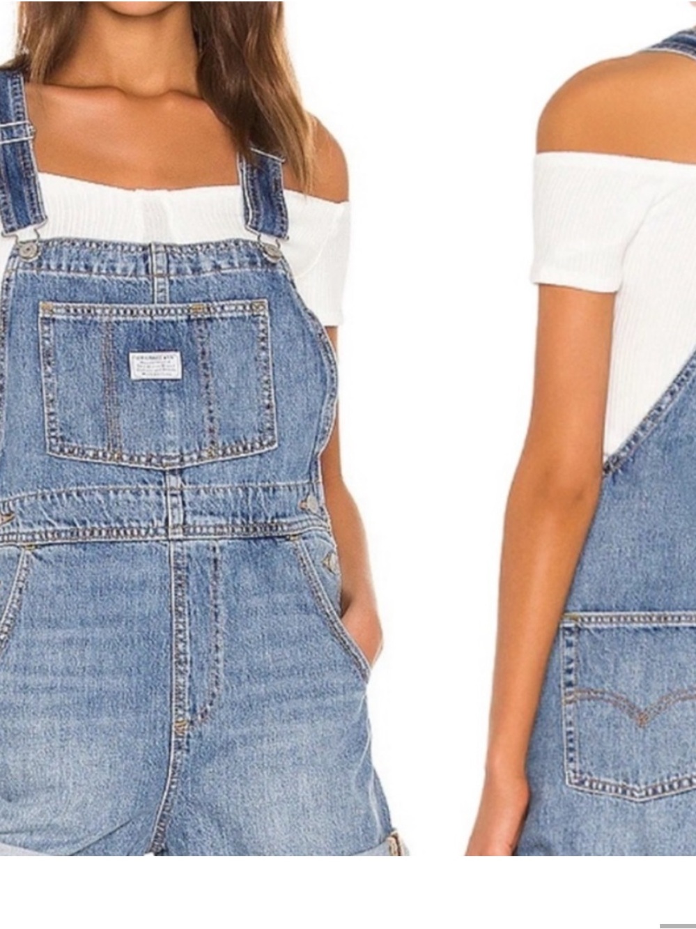 Levi’s Cotton Denim Overalls Shortalls Women’s Size Medium Blue